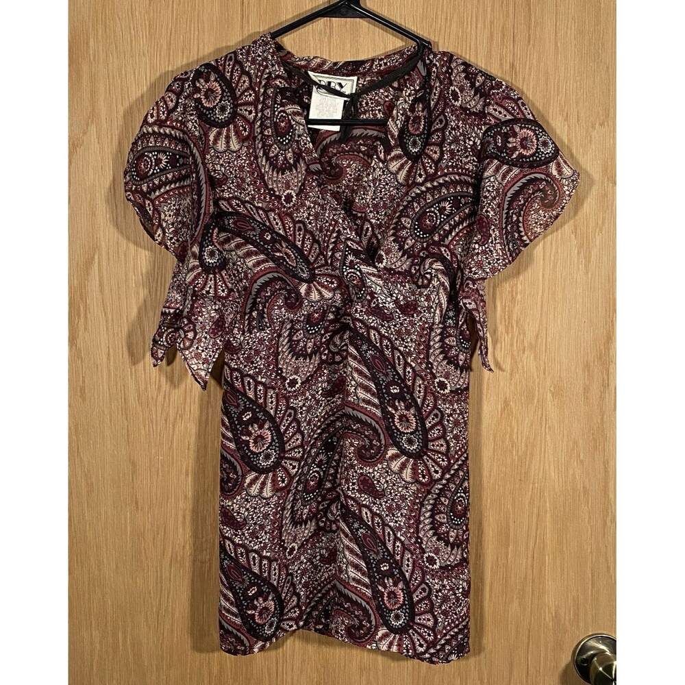 Vtg Y2K Babydoll Top Paisley Flutter Sleeve WhimsiGoth Boho Romantic Women's M/L